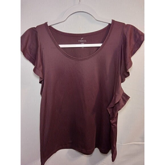 Freely Womens large purple flowy top Ruffle Sleeves - Picture 5 of 13